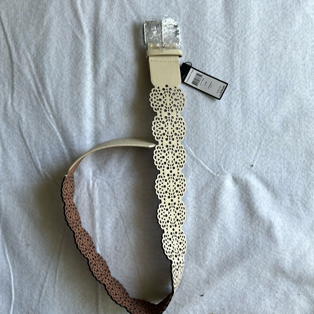 Brand new BCBG ivory laces leather belt with tags